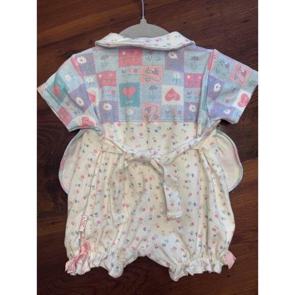 Little Red hen Vintage Baby Girl Patchwork Floral Cotton Romper 3-6 Months - Picture 2 of 14